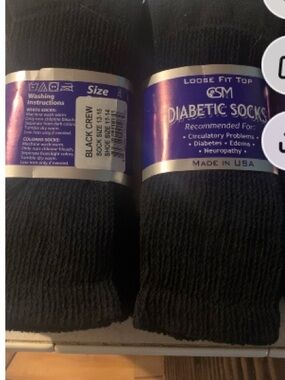 Diabetic Black Crew Socks 3pk- Loose Fit Top